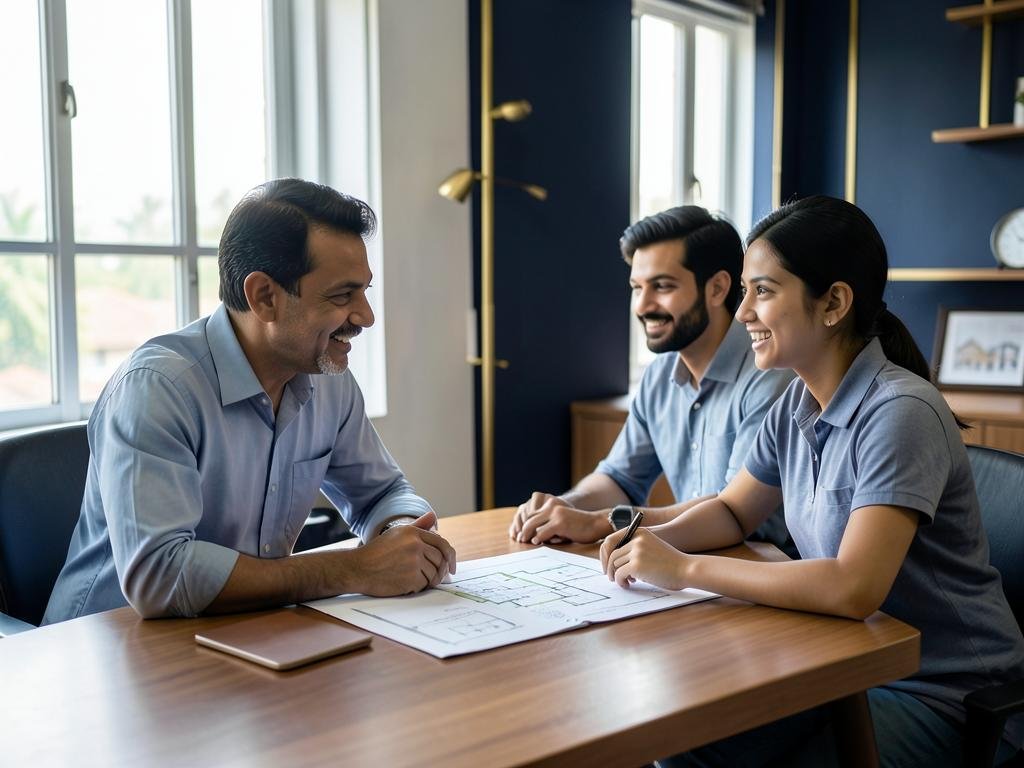 Property consultant advising clients about a real estate plan
